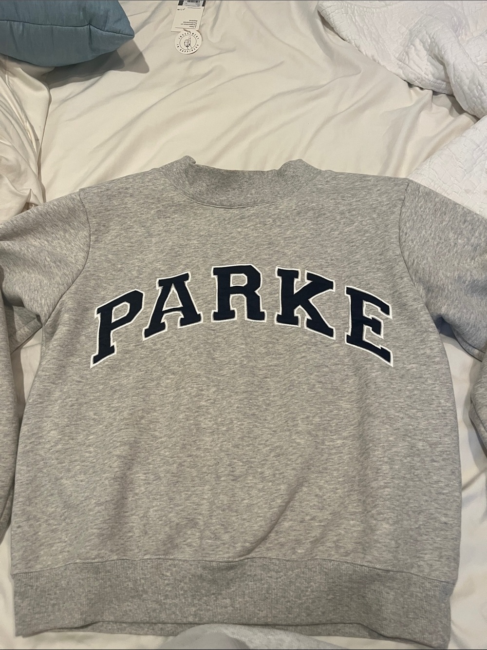 Parke fleece denim and grey mock neck